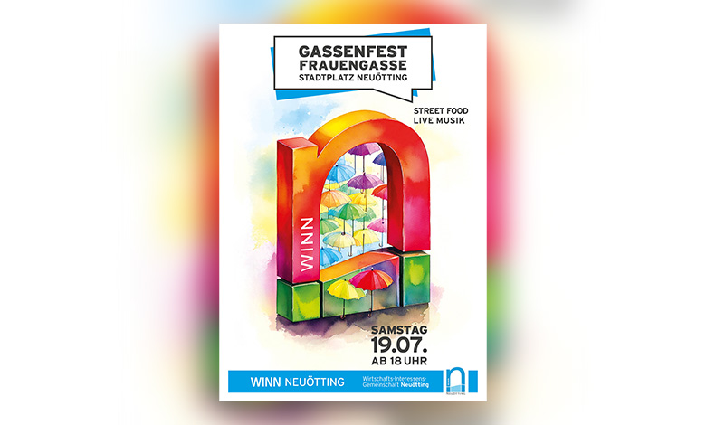 Plakat des Gassenfestes in bunten Farben.