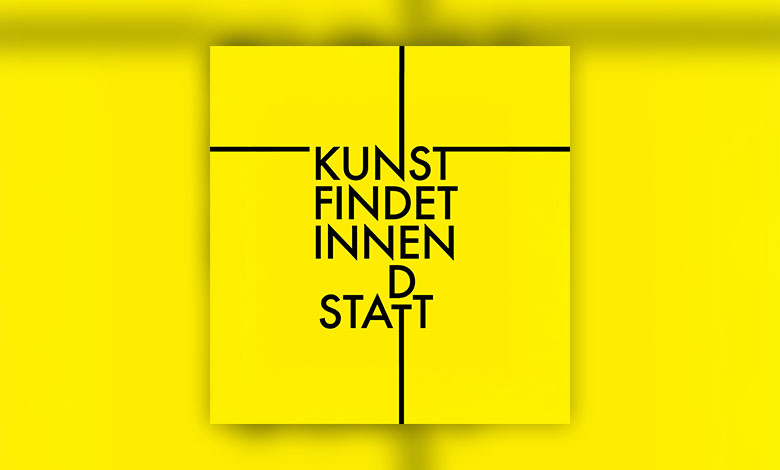 Kunst findet innenstadt mit gelben Hintergrund
